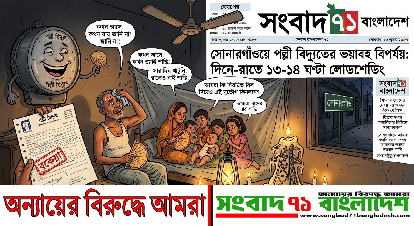 সোনারগাঁওয়ে পল্লী বিদ্যুতের চরম ভোগান্তি: ‘লুকোচুরি’ খেলায় অতিষ্ঠ জনজীবন, ক্ষোভে ফুঁসছে এলাকাবাসী