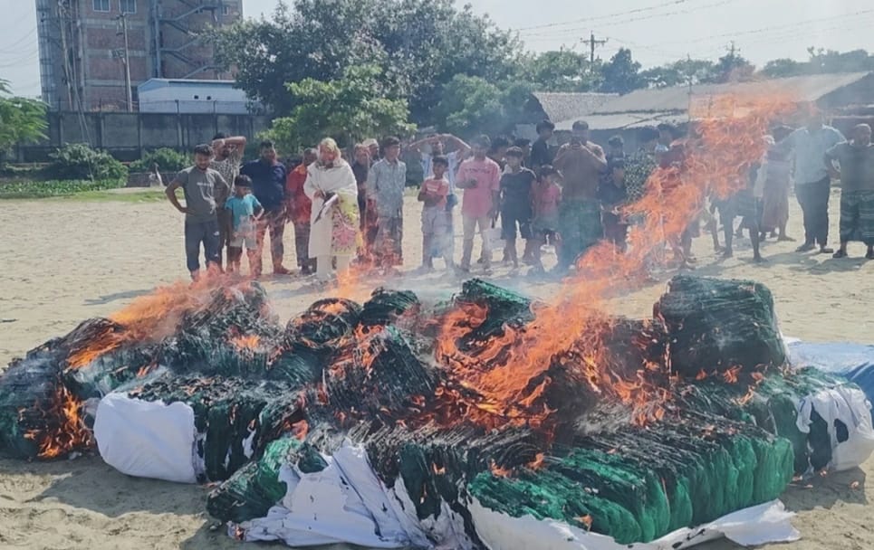 সোনারগাঁও অবৈধ চায়না দুয়ারি ৪০ বস্তা জাল জব্দ।
